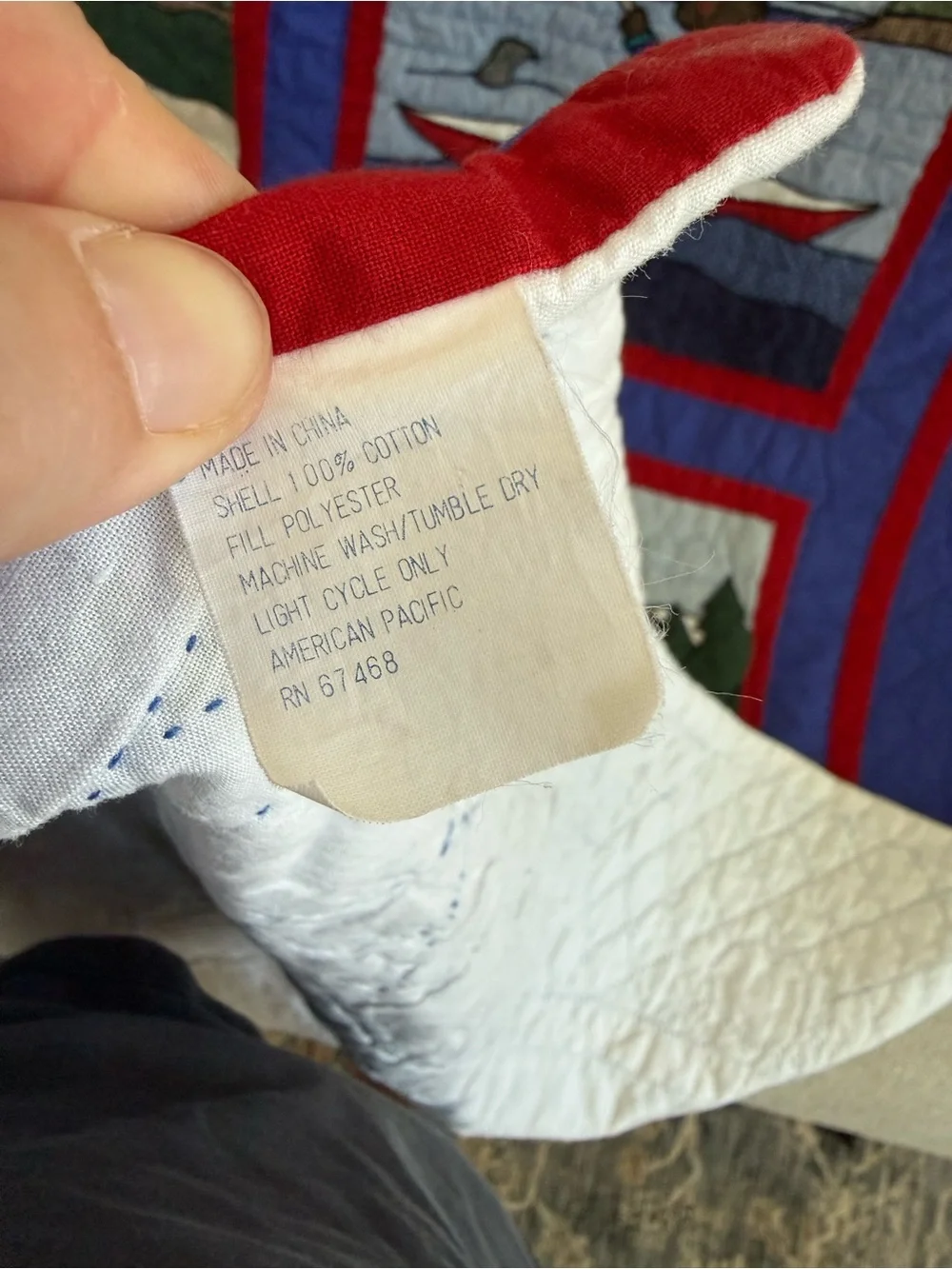 L.L. Bean Blue and Red Outdoor Patchwork Quilted Throw